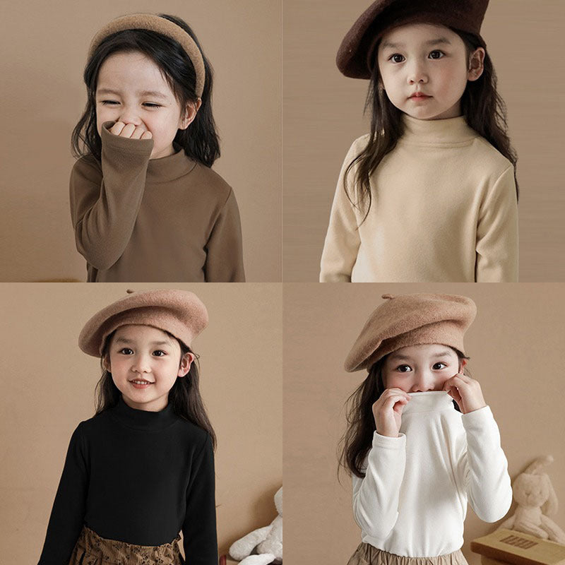 Girls’ Velvet Semi-High Collar Base sweater Autumn & Winter