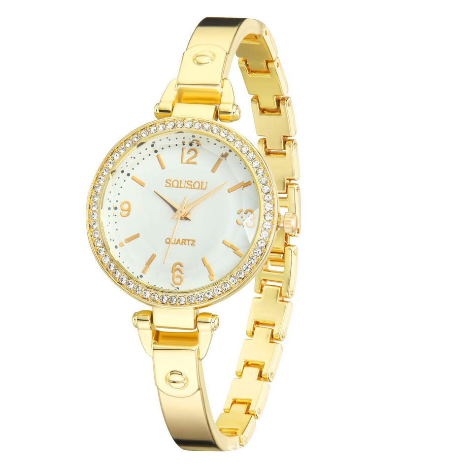 2026 Trendy Diamond-Accented Women's Steel Strap Watch