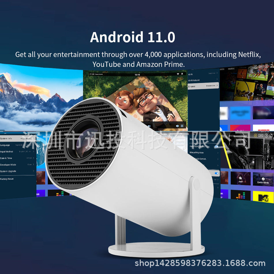 HY300 Micro Projector 720P WiFi HD Android 11 Portable