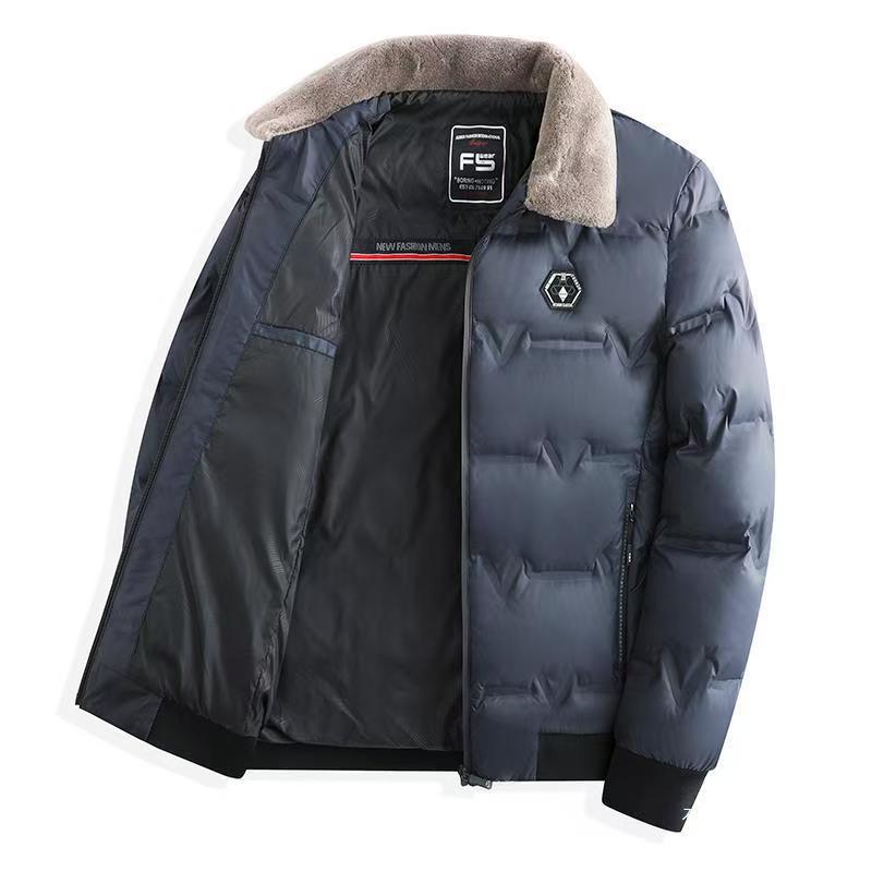 Men's down cotton jacket, warm lapel cotton coat, autumn and