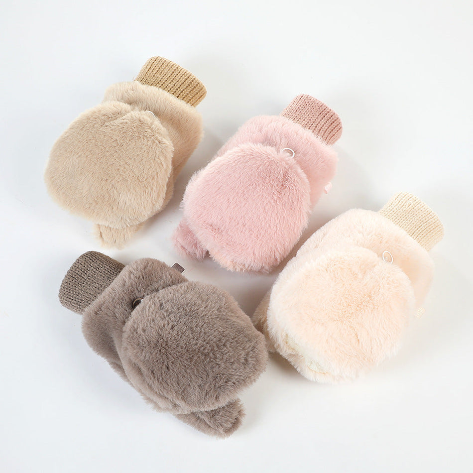Japanese Plush Imitation Rabbit Warm Finger Gloves