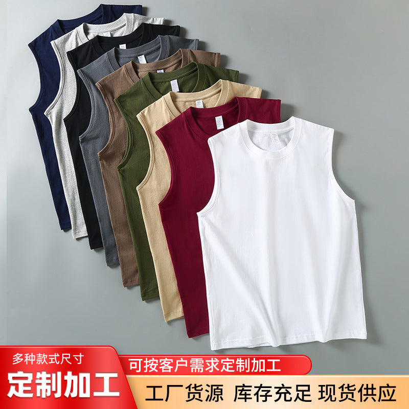 200g Cotton Sleeveless Hurdle Vest Men’s Loose Sports Tank Top