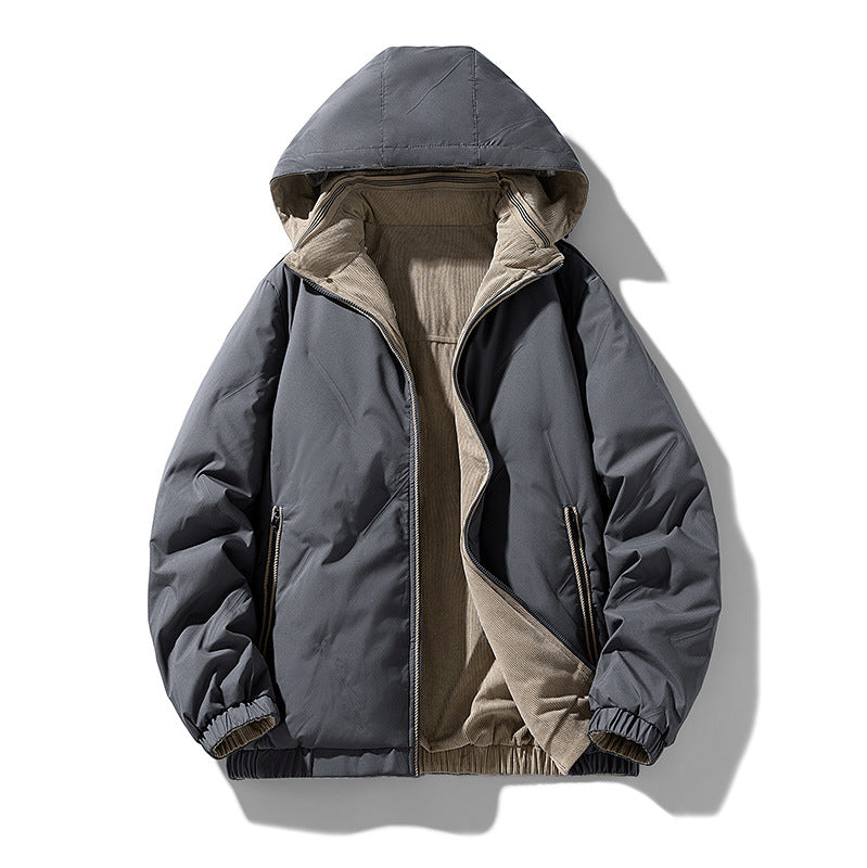 Men’s Reversible Down Jacket – Lightweight Stand Collar Coat