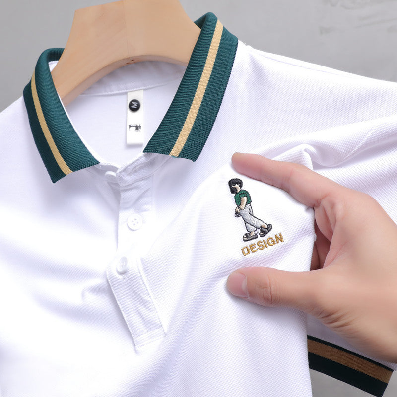 INSTOCK-Embroidery Lapel Polo Shirt – Men’s Casual Short Sleeve