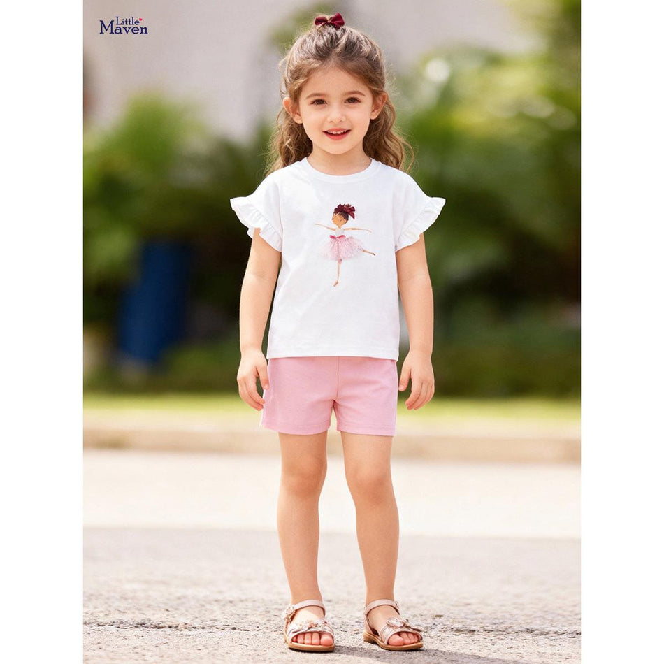 Girls Summer Cute Cartoon T-Shirt & Shorts Set