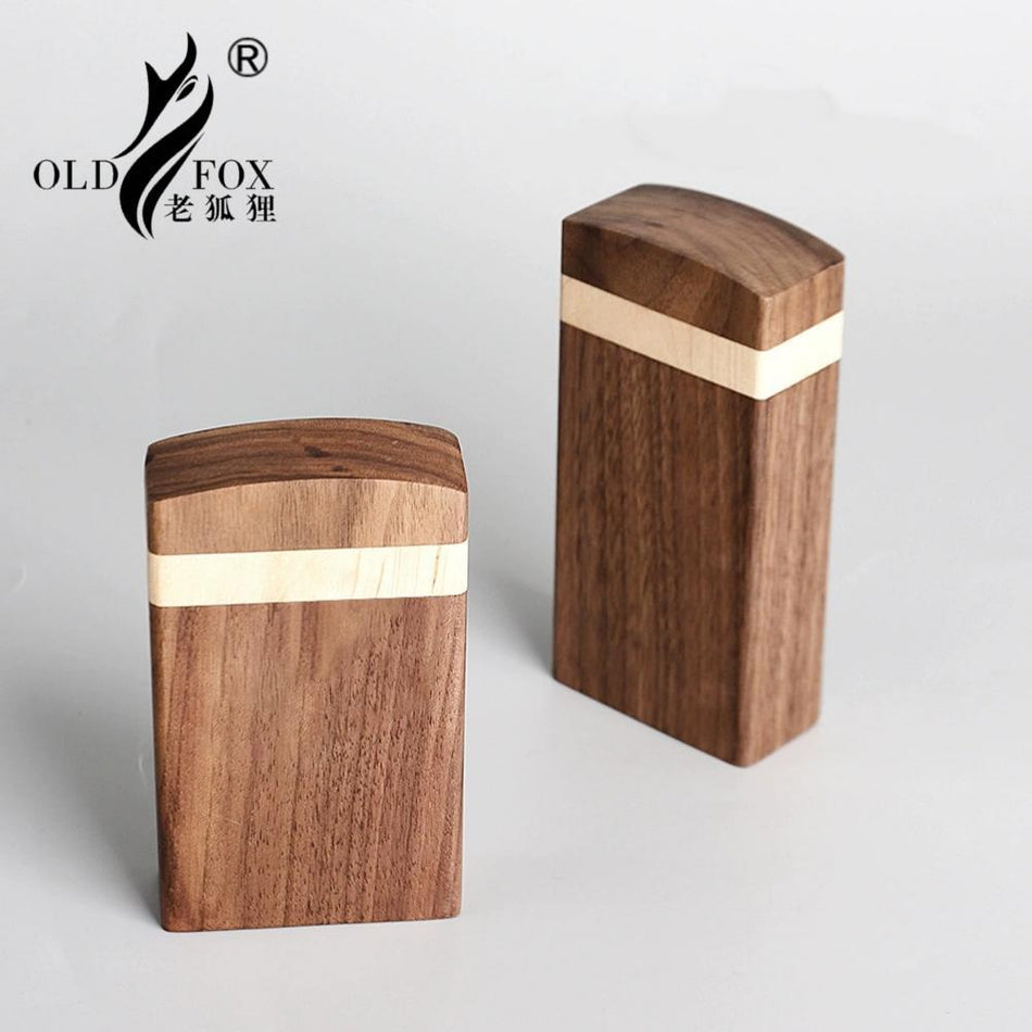 Black Walnut Cigarette Storage Box Thin Solid Wood Flap Mens