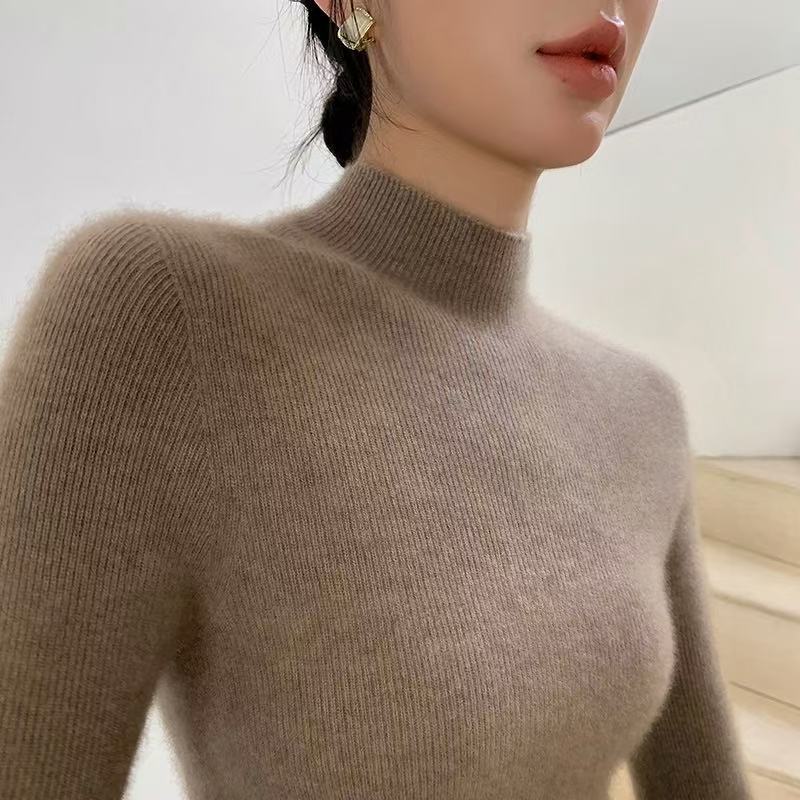 Women’s Slim Half-Turtleneck Wool Knit Sweater 2026