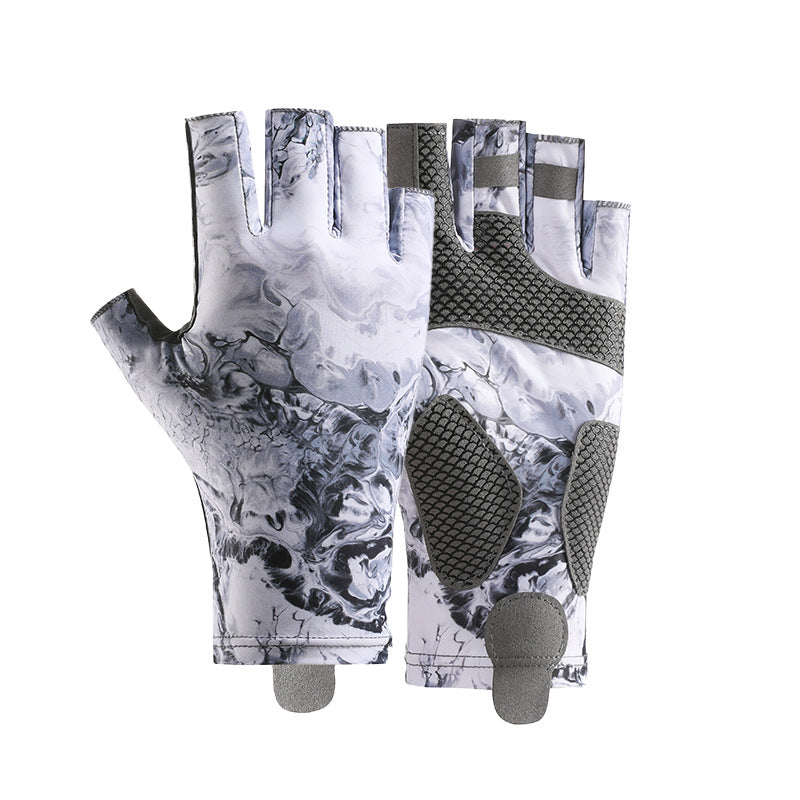 Men’s Ice Silk Fishing Gloves – Summer Half-Finger Anti-Slip