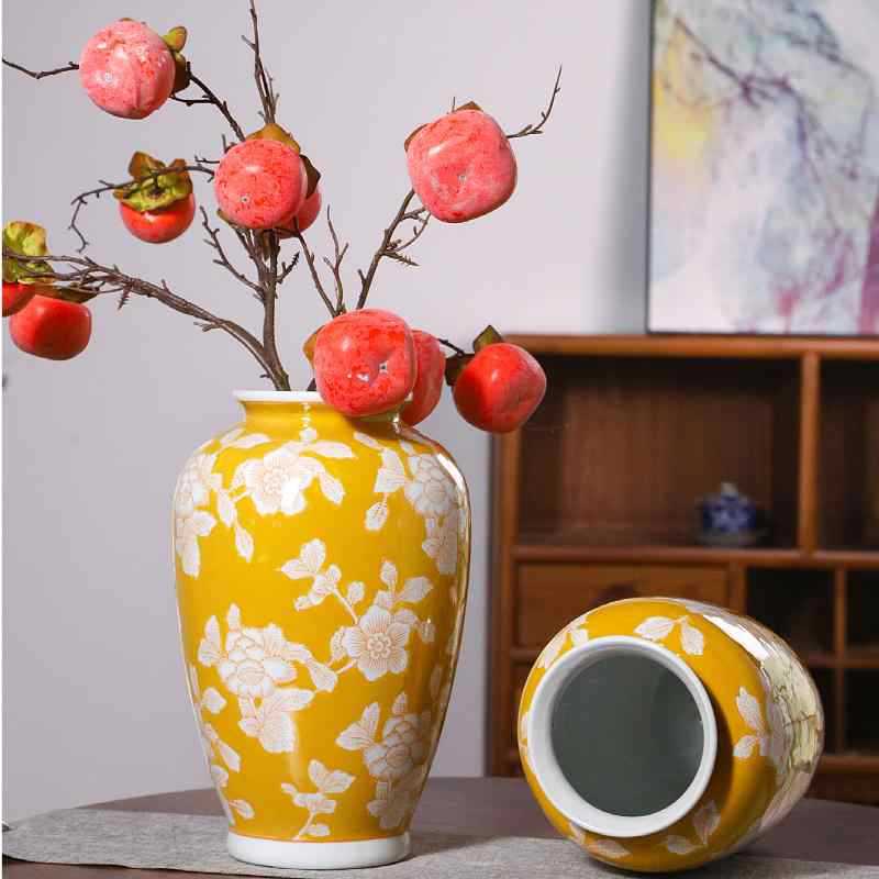 Yellow Hand-Painted Ceramic Vase for Luxury Home Decor