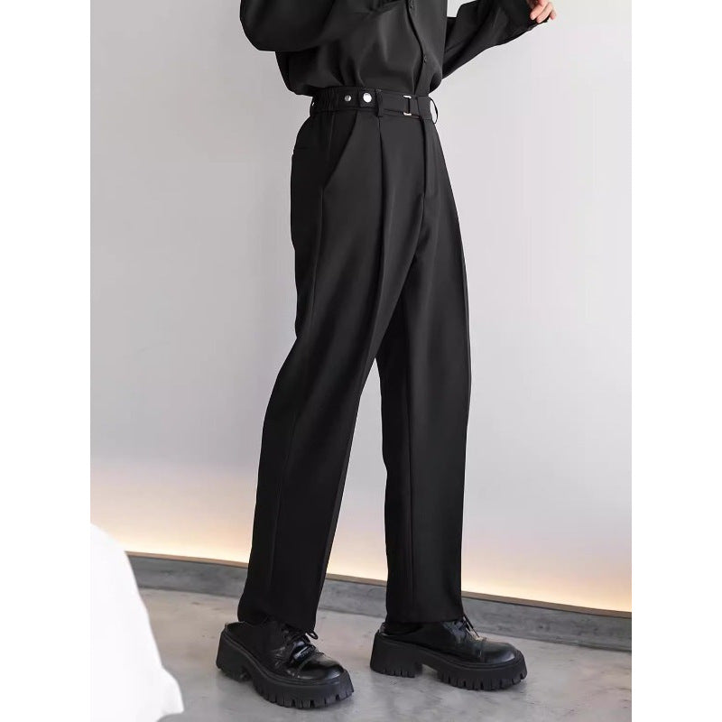High-End Black Straight-Leg Dress Pants for Men, Naples Trendy