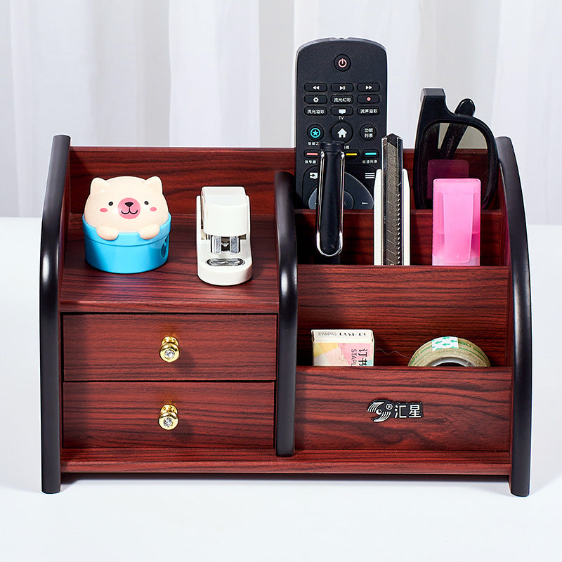 Wooden Desktop Organizer Mobile Phone & Remote Storage Box