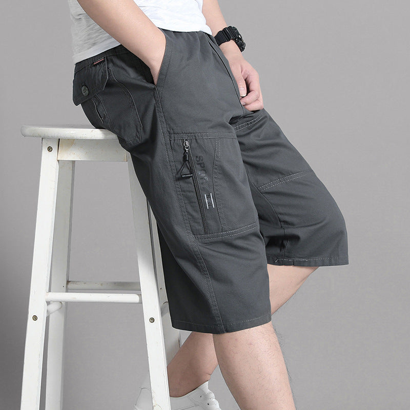 INSTOCK-Men's Summer Cotton Cropped Shorts Loose 7-Point
