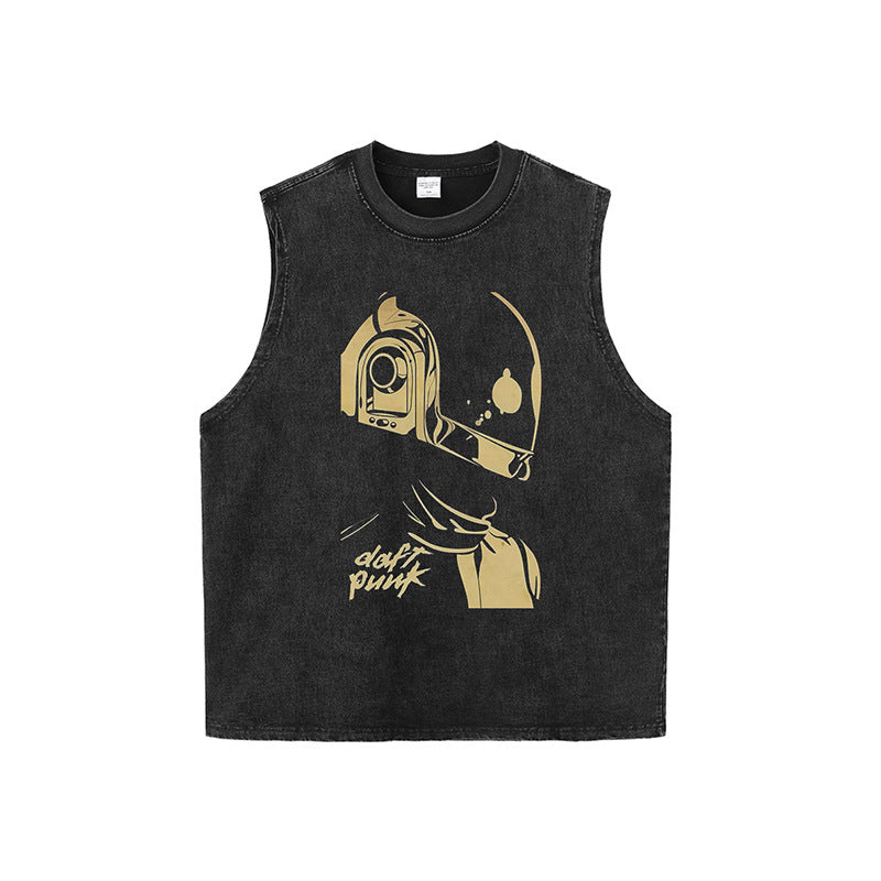 Vintage Rock Robot Tee – Retro Graphic Casual T-Shirt
