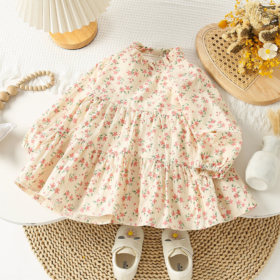 STOCK-Girls’ Autumn Floral Dress Set – Sweater & Skirt Combo