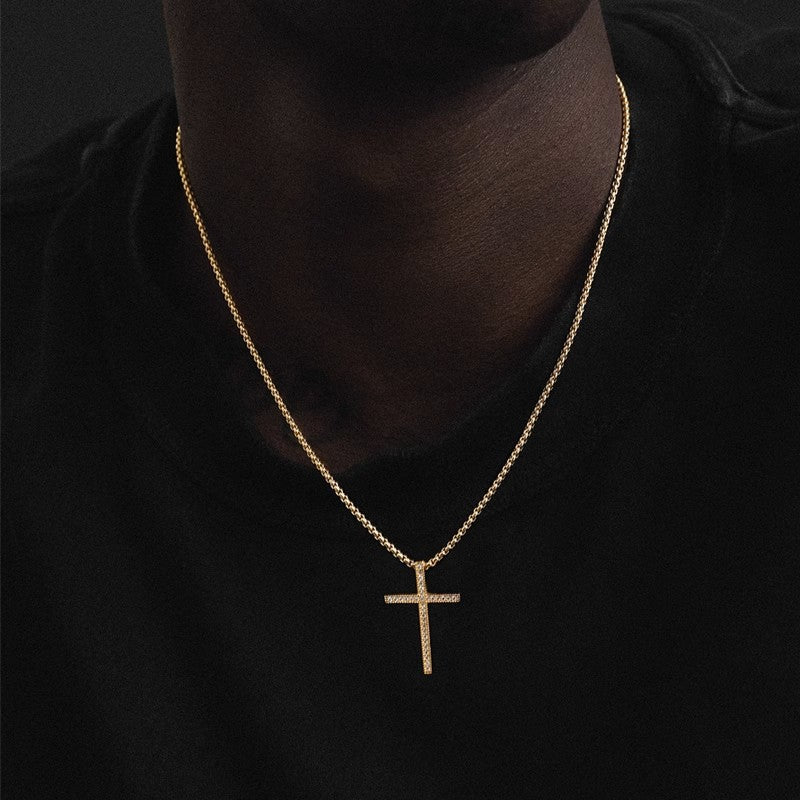 Men's Gold Cross Diamond Pendant – American Street Style