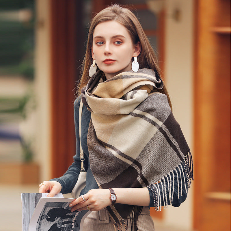 Deqing Siyue Thickened Plaid Cashmere Scarf