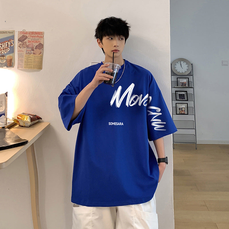 INSTOCK-Klein Blue Men's T-Shirt – Loose Fit Street Style – Tudoholic