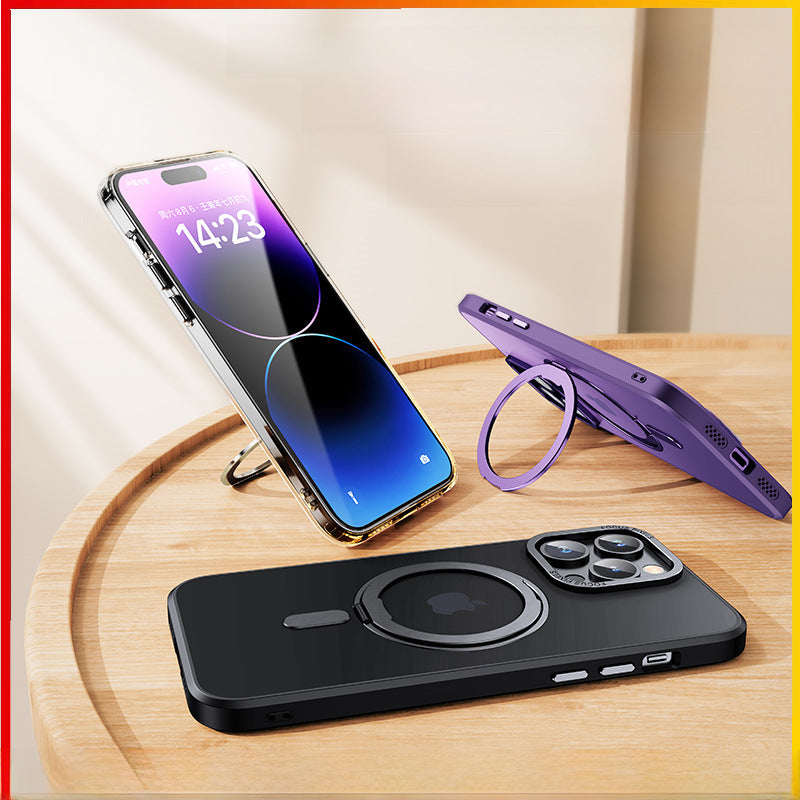 iPhone16 Magnetic Case – Aluminum Bracket + Transparent Cover