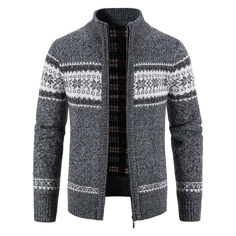 Men’s Velvet Thick Knit Cardigan – Autumn/Winter Sweater