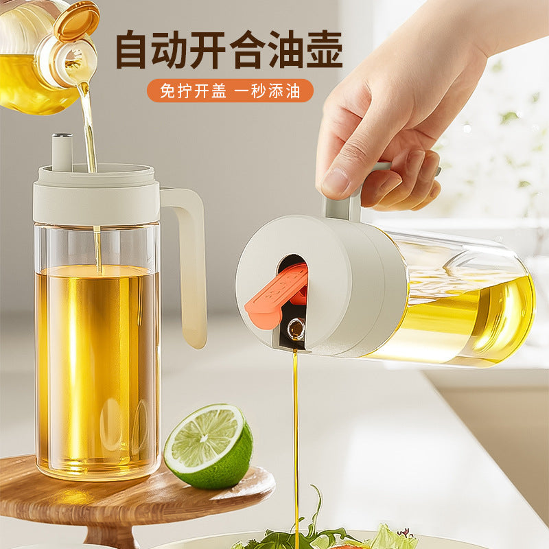 Glass Oil & Vinegar Bottle – Auto Open & Close Kitchen Pot