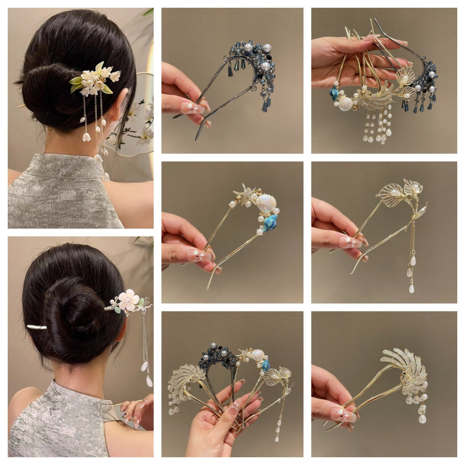 Guofeng Orchid Tassel Hairpin – Hanfu Step Shake Style