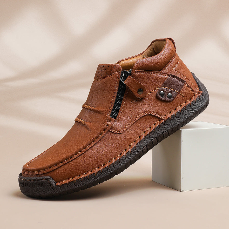 Plus Size Men’s Handmade Leather High-Top Boots