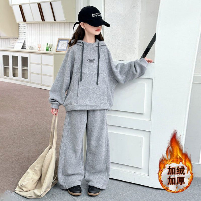 Girls Solid Sweatshirt Set – Winter Sports Outfit – Outfit Sets – Image 6