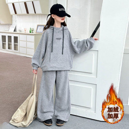 Girls Solid Sweatshirt Set – Winter Sports Outfit – Outfit Sets – Image 6