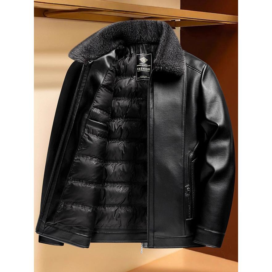 Men’s Thick Leather Jacket – Warm & Stylish for Dad