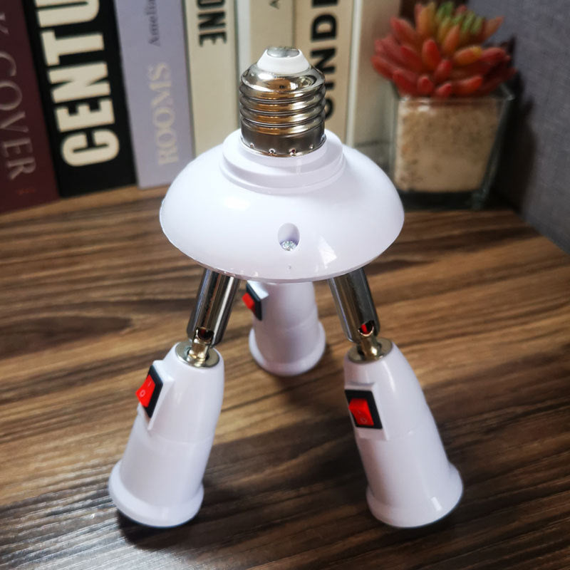 E27 Screw Multi-Head Lamp Holder with Switch Converter