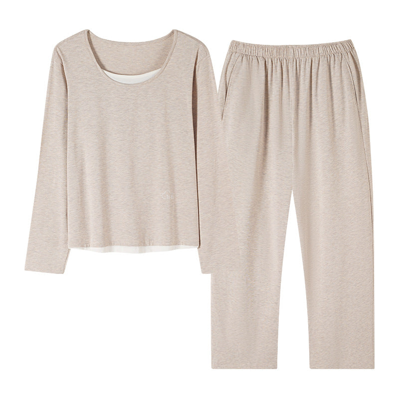 Women’s Modal Pajamas with Breast Pads Spring Autumn Two-Piece