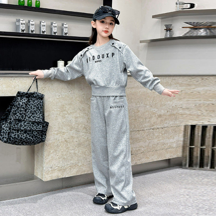 Girls Trendy Sweatshirt Two-Piece Sports Set – Baby & Children's Outfits – Image 6