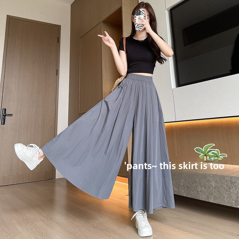 INSTOCK-High Waist Ice Silk Culotte Skirt Pants
