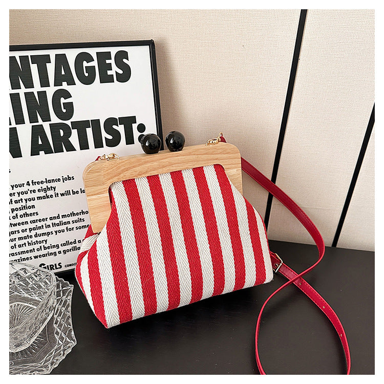 Trendy Striped Canvas Clutch
