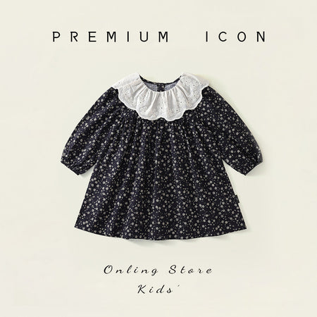 Girls Floral Cotton Princess Dress Retro Style – Kids Fashion Nepal | Tudoholic