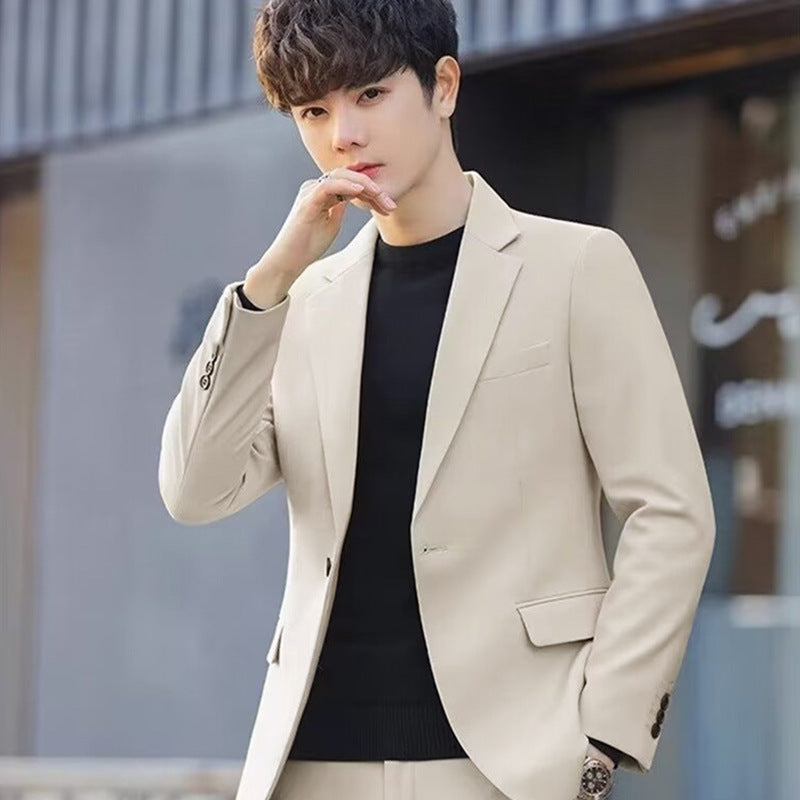 STOCK-Slim-Fit Korean Men’s Casual Suit Jacket – Spring Business
