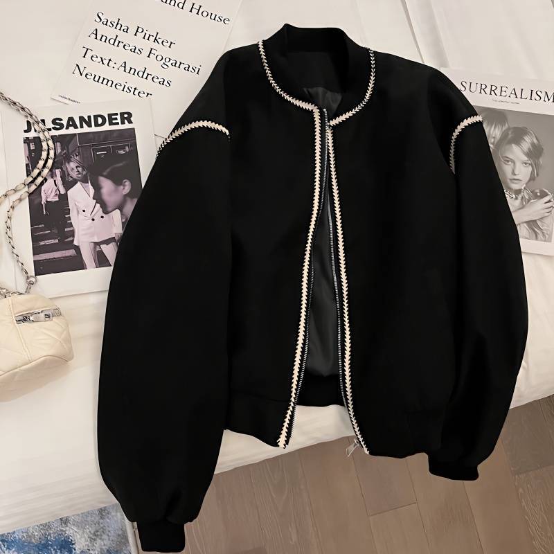 Women's Chic Retro Short Baseball Jacket