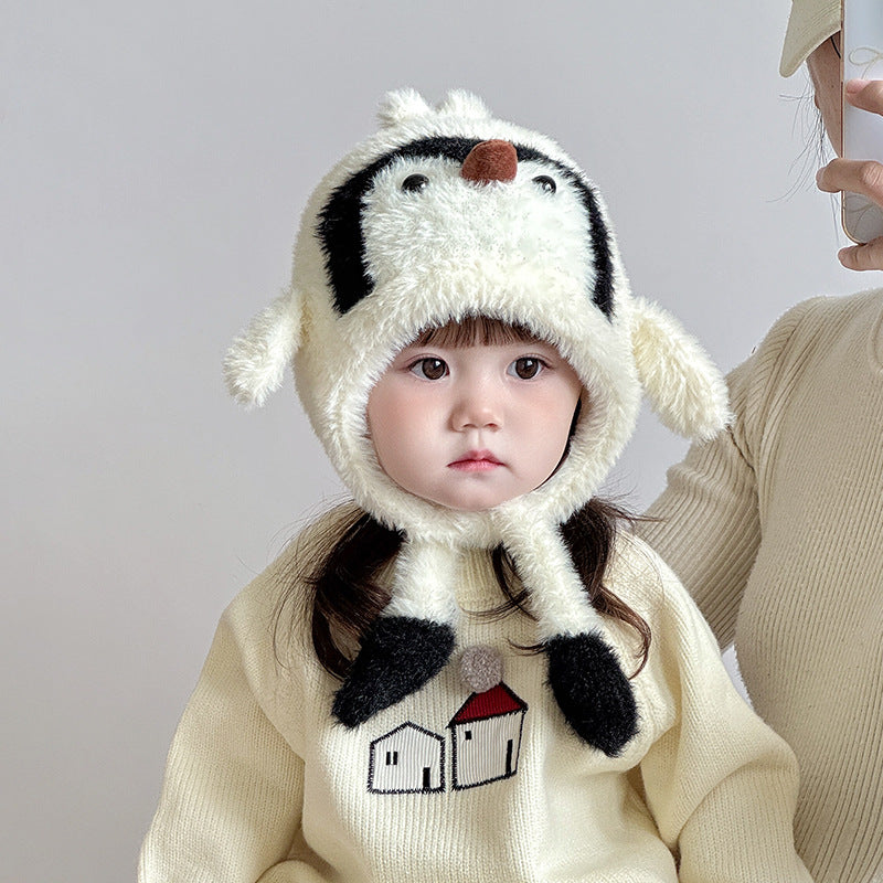 Children Winter Plush Penguin Hat Warm Windproof Ear Protect