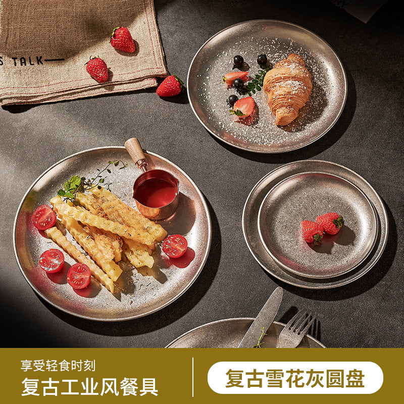 304 Stainless Steel Plate Industrial Vintage Coffee Tray