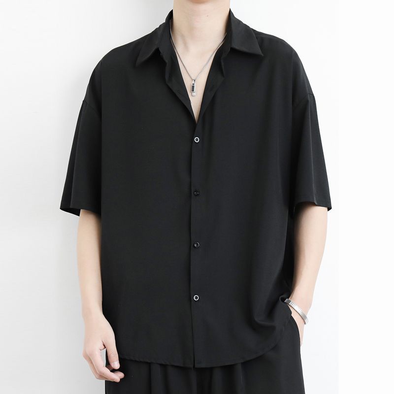 Men’s Ice Silk Black Shirt Summer Nepal Style
