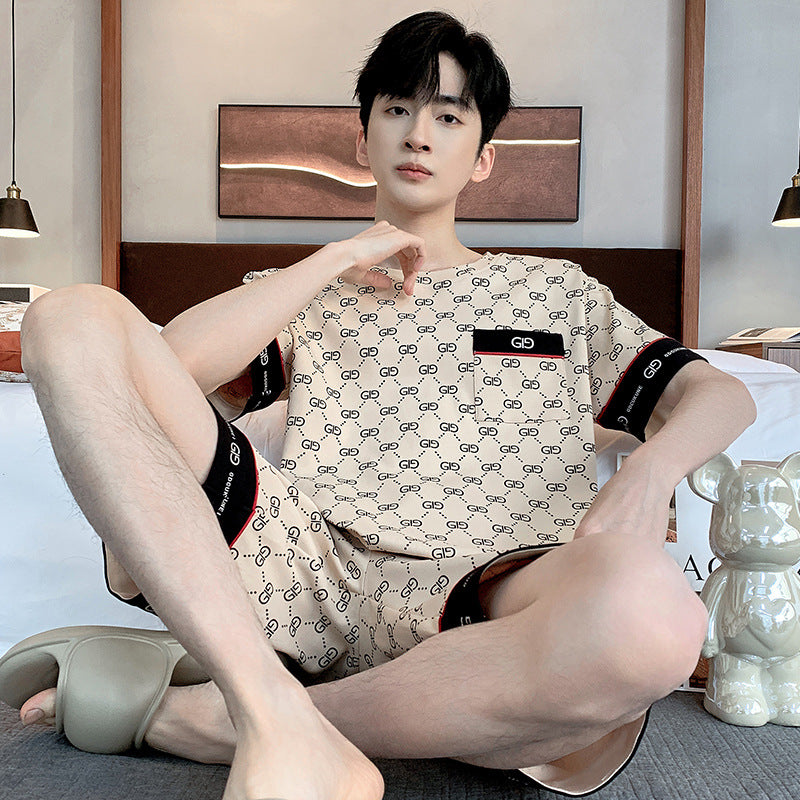 100% Cotton Men’s Pajamas – Summer Short Sleeve & Shorts Set