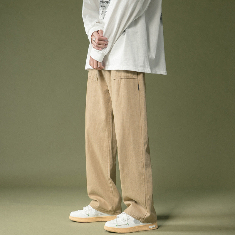 Men's Khaki Cotton Loose Fit Pants – HK Style Casual