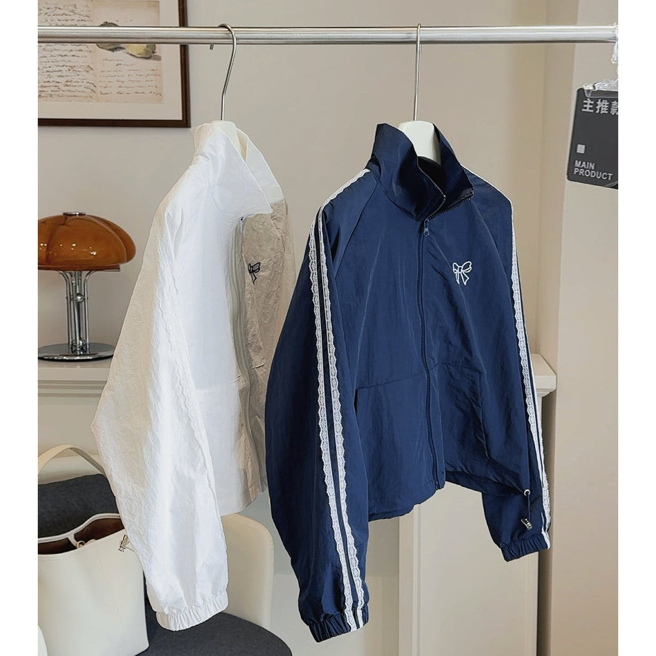 Autumn Lace Stand Collar Short Jacket