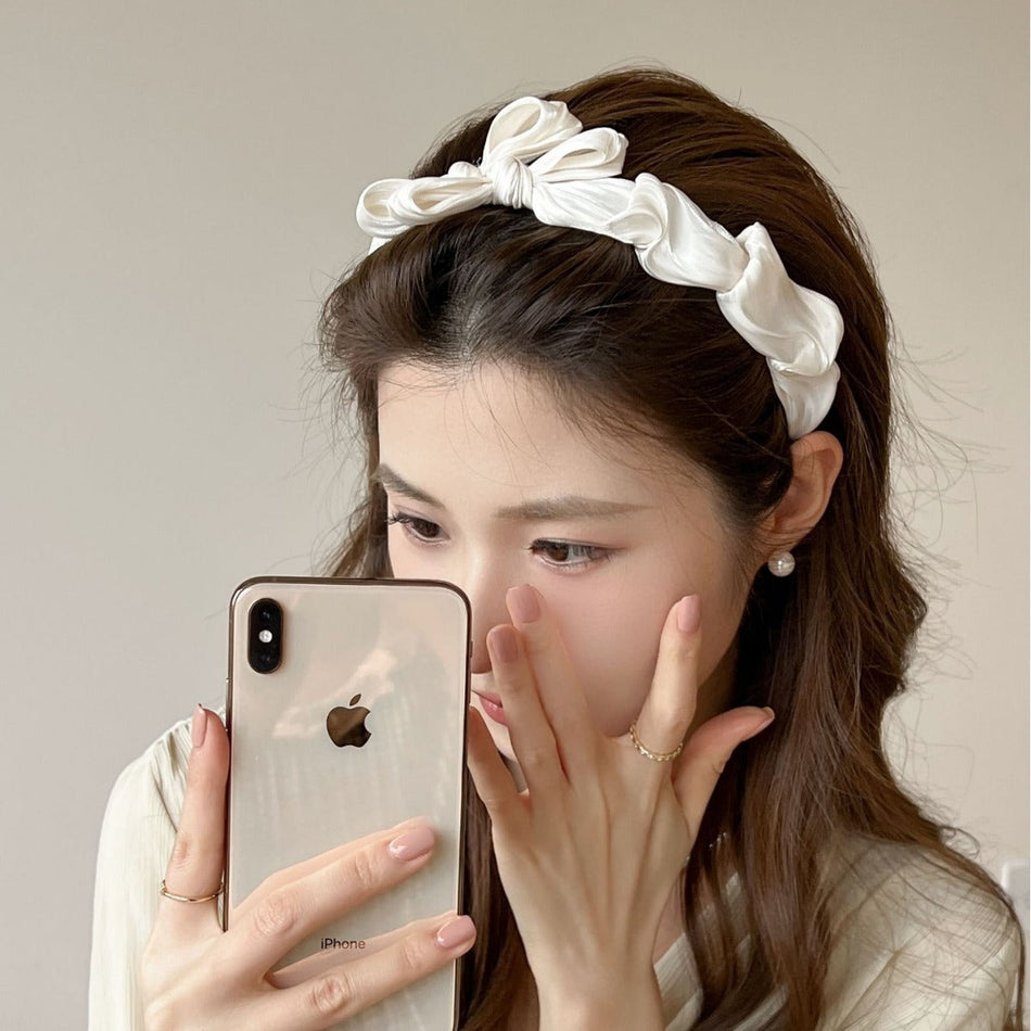 French Pearlescent Bow Hairband