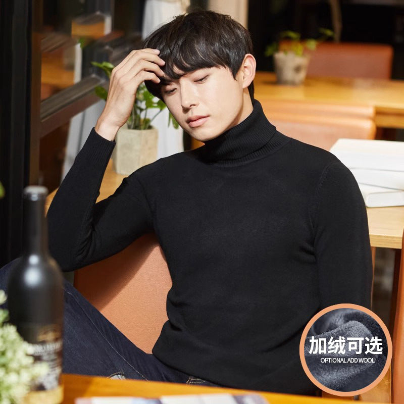 Men’s Classic Fleece-Lined Turtleneck Sweater Warm Knitwear