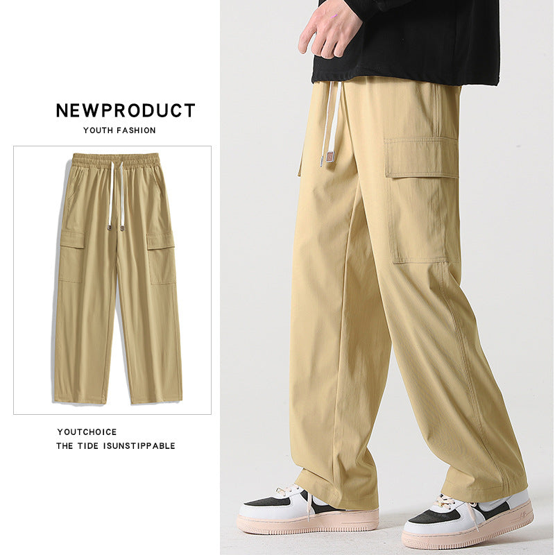 STOCK-Men's Wide-Leg Workwear Pants – Loose Multi-Pocket Fit