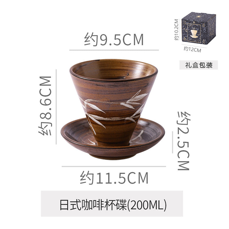 STOCK-Japanese-Style Ceramic Coffee Cup & Saucer Set with Gift