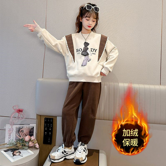 Girls Korean Letter Sweat Set – Autumn Winter Outfit – Outfit Sets – Image 6