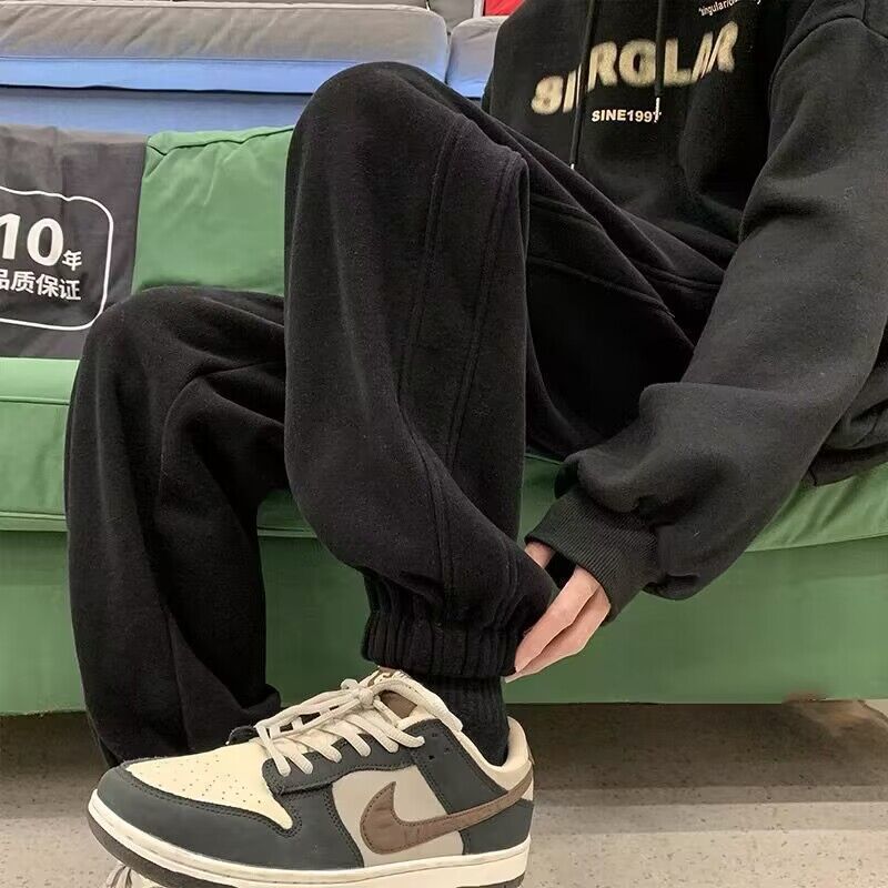 Fleece-Lined Jogger Sweatpants Men Warm