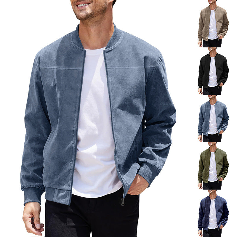STOCK-European American Autumn Aviator Jacket Men Plus-Size Suede